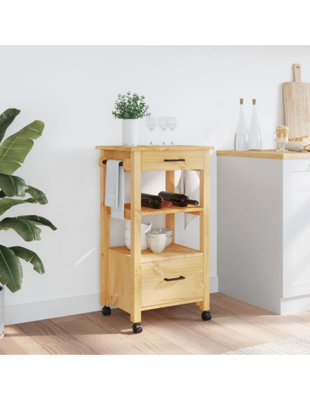 Carrello da Cucina MONZA 48x40x90 cm in Legno Massello di Pino