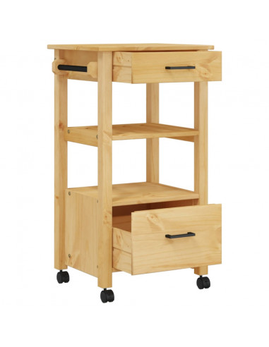 Carrello da Cucina MONZA 48x40x90 cm in Legno Massello di Pino
