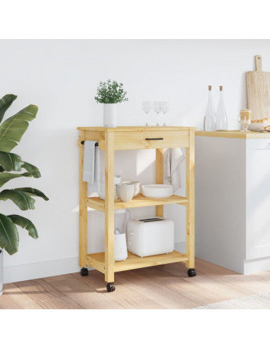 Carrello da Cucina MONZA 60x40x90 cm in Legno Massello di Pino