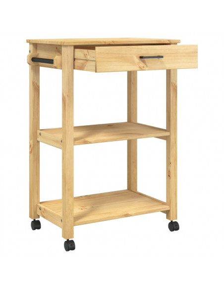 Carrello da Cucina MONZA 60x40x90 cm in Legno Massello di Pino