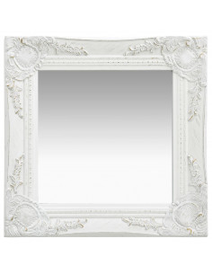 Specchio da Parete Stile Barocco 40x40 cm Bianco 2