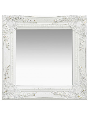 Specchio da Parete Stile Barocco 40x40 cm Bianco
