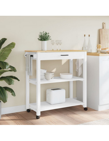 Carrello da Cucina MONZA 84x40x90 cm in Legno Massello di Pino