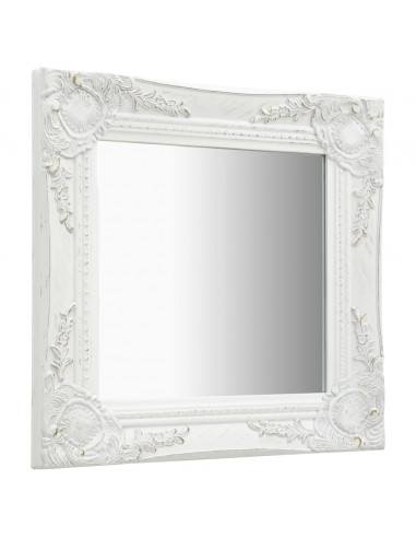 Specchio da Parete Stile Barocco 40x40 cm Bianco