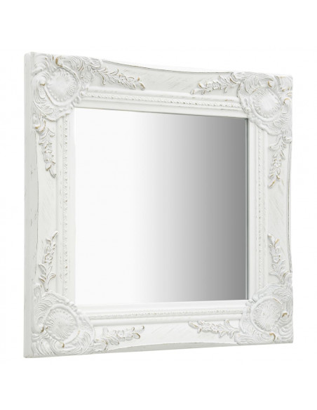 Specchio da Parete Stile Barocco 40x40 cm Bianco