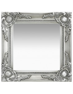 Specchio da Parete Stile Barocco 40x40 cm Argento 2