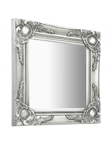 Specchio da Parete Stile Barocco 40x40 cm Argento