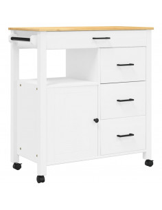 Carrello da Cucina MONZA 84x40x90 cm in Legno Massello di Pino 2