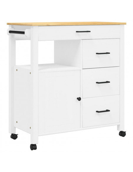 Carrello da Cucina MONZA 84x40x90 cm in Legno Massello di Pino