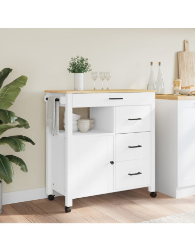 Carrello da Cucina MONZA 84x40x90 cm in Legno Massello di Pino