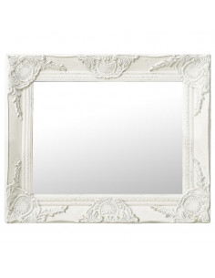 Specchio da Parete Stile Barocco 50x40 cm Bianco 2