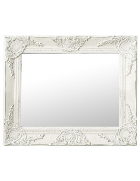 Specchio da Parete Stile Barocco 50x40 cm Bianco