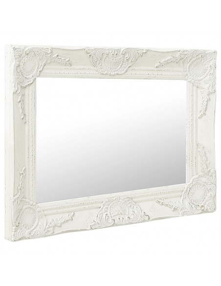 Specchio da Parete Stile Barocco 50x40 cm Bianco