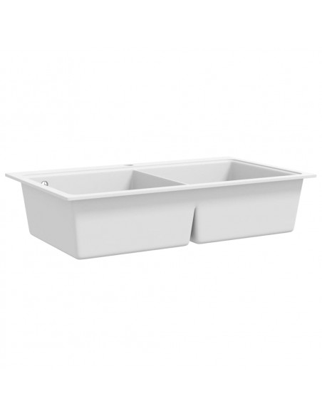 Lavandino cucina granito bianco crema lavello doppio montaggio sopra