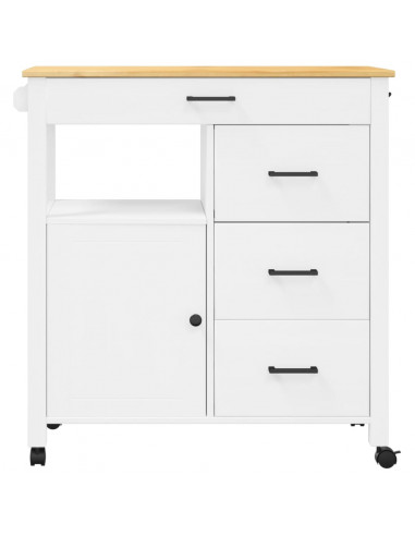 Carrello da Cucina MONZA 84x40x90 cm in Legno Massello di Pino