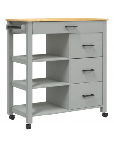 Carrello da Cucina MONZA 84x40x90 cm in Legno Massello di Pino 2