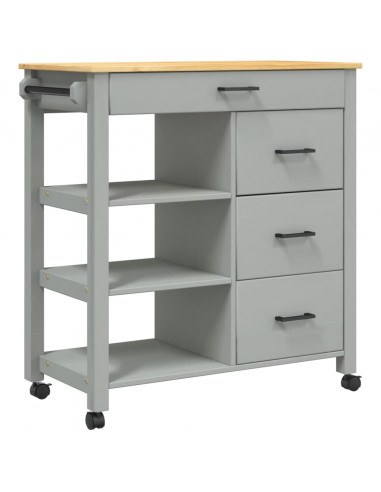 Carrello da Cucina MONZA 84x40x90 cm in Legno Massello di Pino