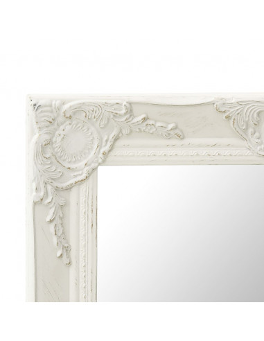 Specchio da Parete Stile Barocco 50x40 cm Bianco