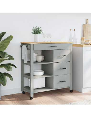 Carrello da Cucina MONZA 84x40x90 cm in Legno Massello di Pino