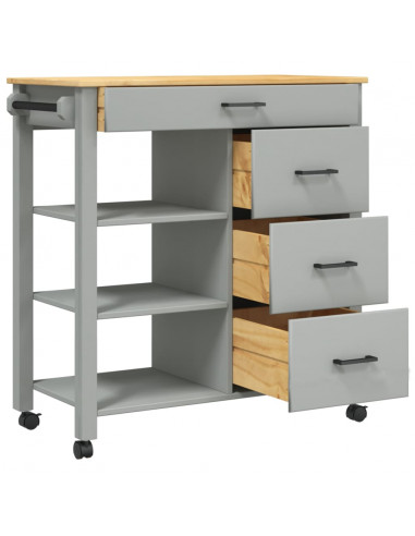 Carrello da Cucina MONZA 84x40x90 cm in Legno Massello di Pino