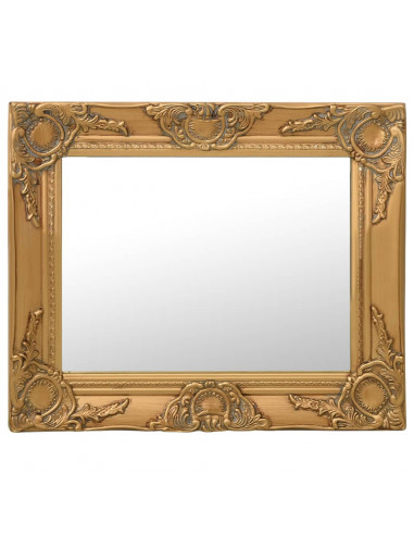Specchio da Parete Stile Barocco 50x40 cm Oro