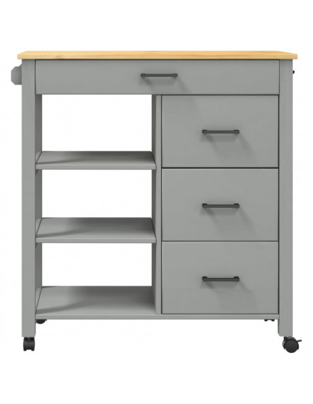 Carrello da Cucina MONZA 84x40x90 cm in Legno Massello di Pino