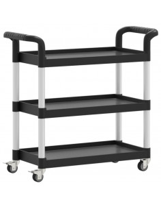 Carrello a 3 Ripiani Nero 77x34x72 cm in Alluminio 2