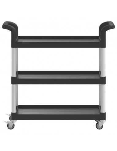 Carrello a 3 Ripiani Nero 77x34x72 cm in Alluminio