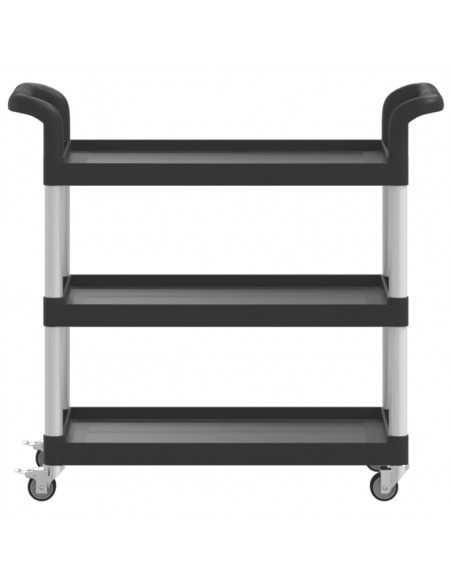 Carrello a 3 Ripiani Nero 77x34x72 cm in Alluminio