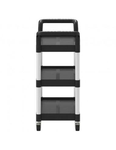 Carrello a 3 Ripiani Nero 77x34x72 cm in Alluminio