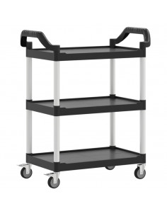 Carrello a 3 Ripiani Nero 81x41x92 cm in Alluminio 2