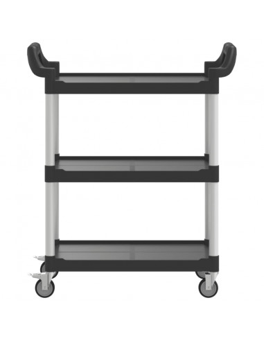 Carrello a 3 Ripiani Nero 81x41x92 cm in Alluminio