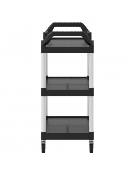 Carrello a 3 Ripiani Nero 81x41x92 cm in Alluminio