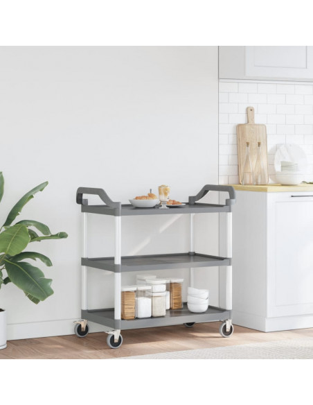 Carrello a 3 Ripiani Grigio 99x50x96 cm in Alluminio