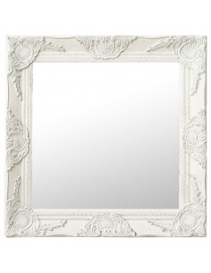 Specchio da Parete Stile Barocco 50x50 cm Bianco 2