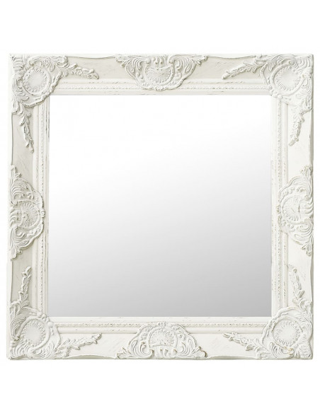 Specchio da Parete Stile Barocco 50x50 cm Bianco