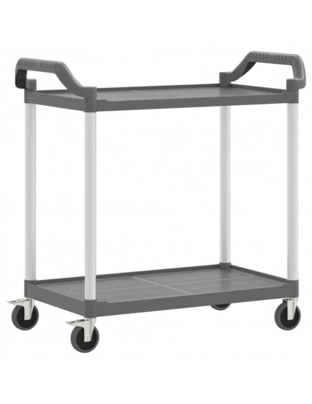 Carrello a 2 Ripiani Grigio 99x50x97 cm in Alluminio