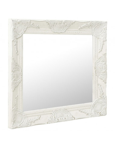 Specchio da Parete Stile Barocco 50x50 cm Bianco