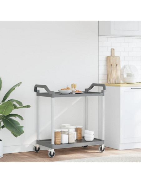 Carrello a 2 Ripiani Grigio 99x50x97 cm in Alluminio