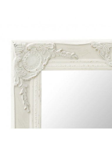 Specchio da Parete Stile Barocco 50x50 cm Bianco