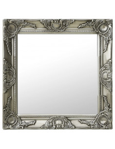 Specchio da Parete Stile Barocco 50x50 cm Argento 2