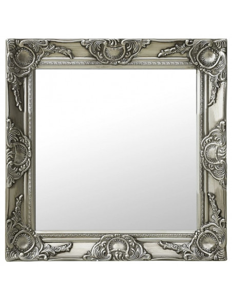 Specchio da Parete Stile Barocco 50x50 cm Argento