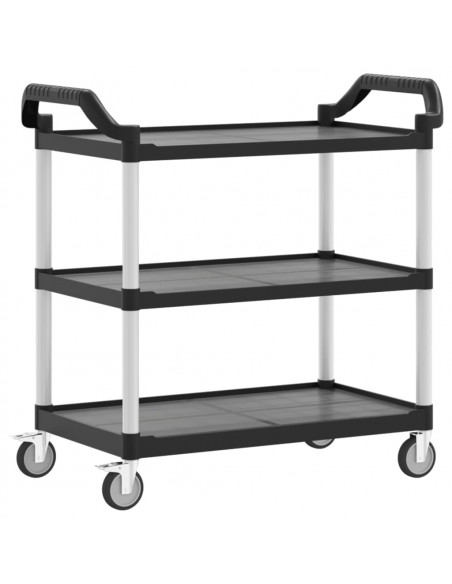 Carrello a 3 Ripiani Nero 99x50x96 cm in Alluminio
