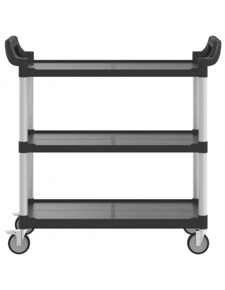 Carrello a 3 Ripiani Nero 99x50x96 cm in Alluminio