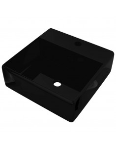 Lavandino in Ceramica Nera Quadrato con Foro Rubinetto/ Trabocco 2