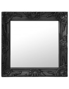 Specchio da Parete Stile Barocco 50x50 cm Nero 2