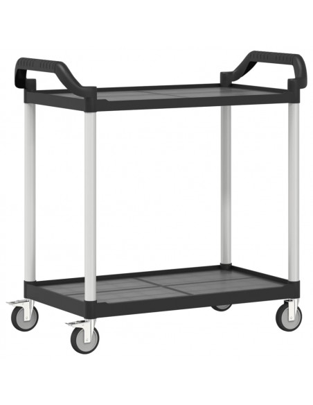 Carrello a 2 Ripiani Nero 99x50x97 cm in Alluminio