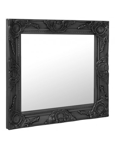 Specchio da Parete Stile Barocco 50x50 cm Nero