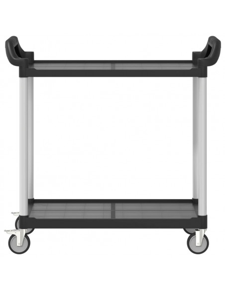 Carrello a 2 Ripiani Nero 99x50x97 cm in Alluminio