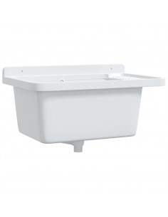 Lavandino di Servizio a Parete Bianco 60x40x28 cm in Resina 2